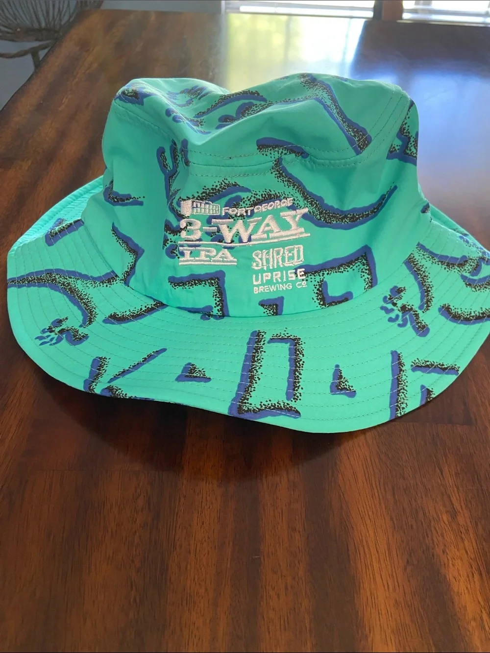 Brand New Fort George Brewing Gecko Hawaii Neon Teal 80s Bucket Hat Boonie Hat