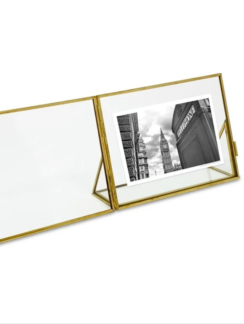 Isaac Jacobs 5x7 Antique Gold Vintage Brass & Glass Floating Picture Frame