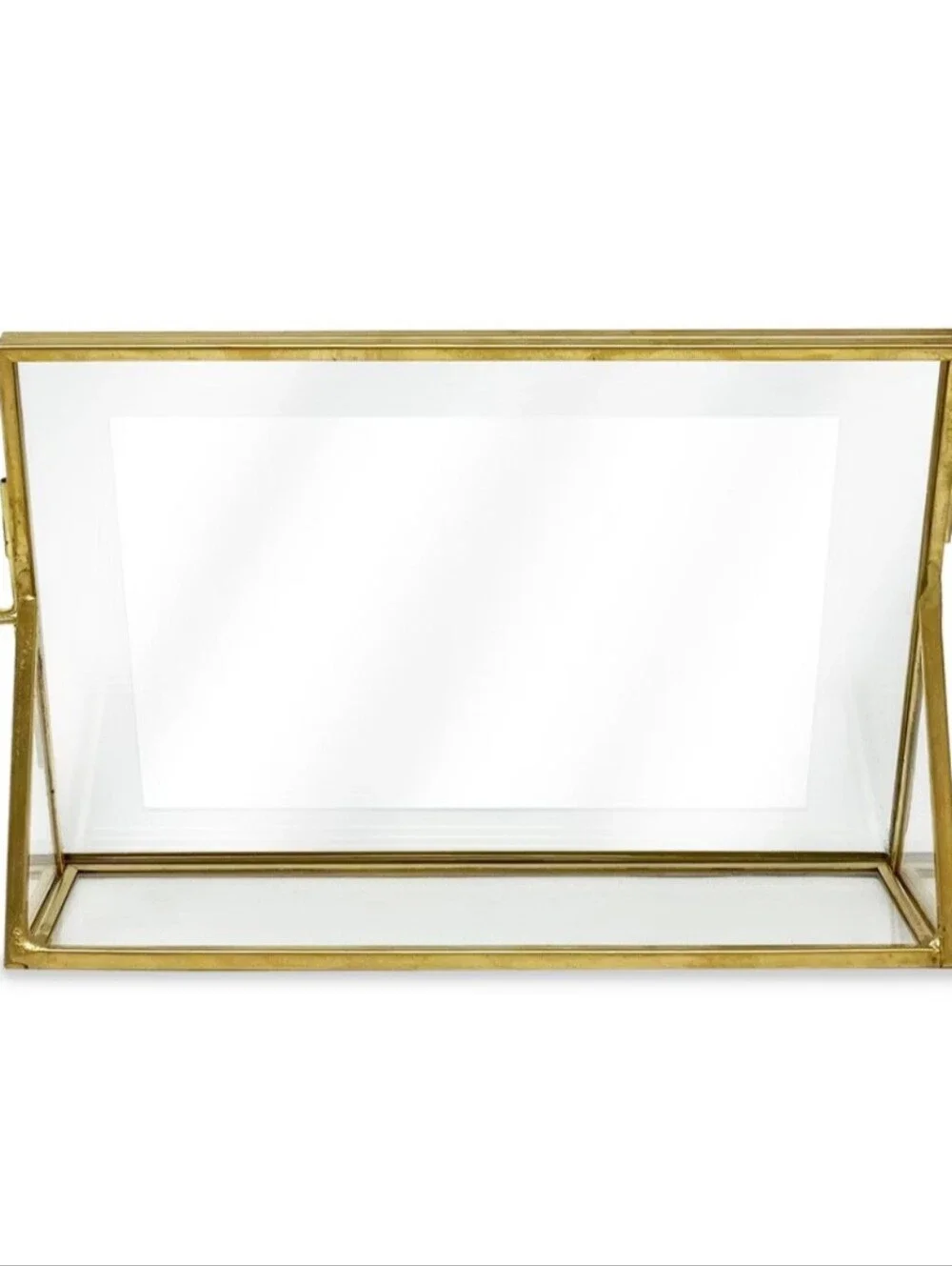 Isaac Jacobs 5x7 Antique Gold Vintage Brass & Glass Floating Picture Frame