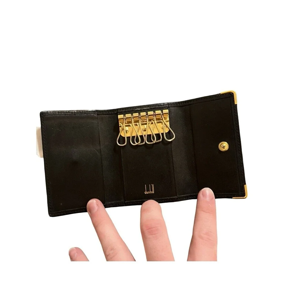 Dunhill Black Leather key card case women's mens