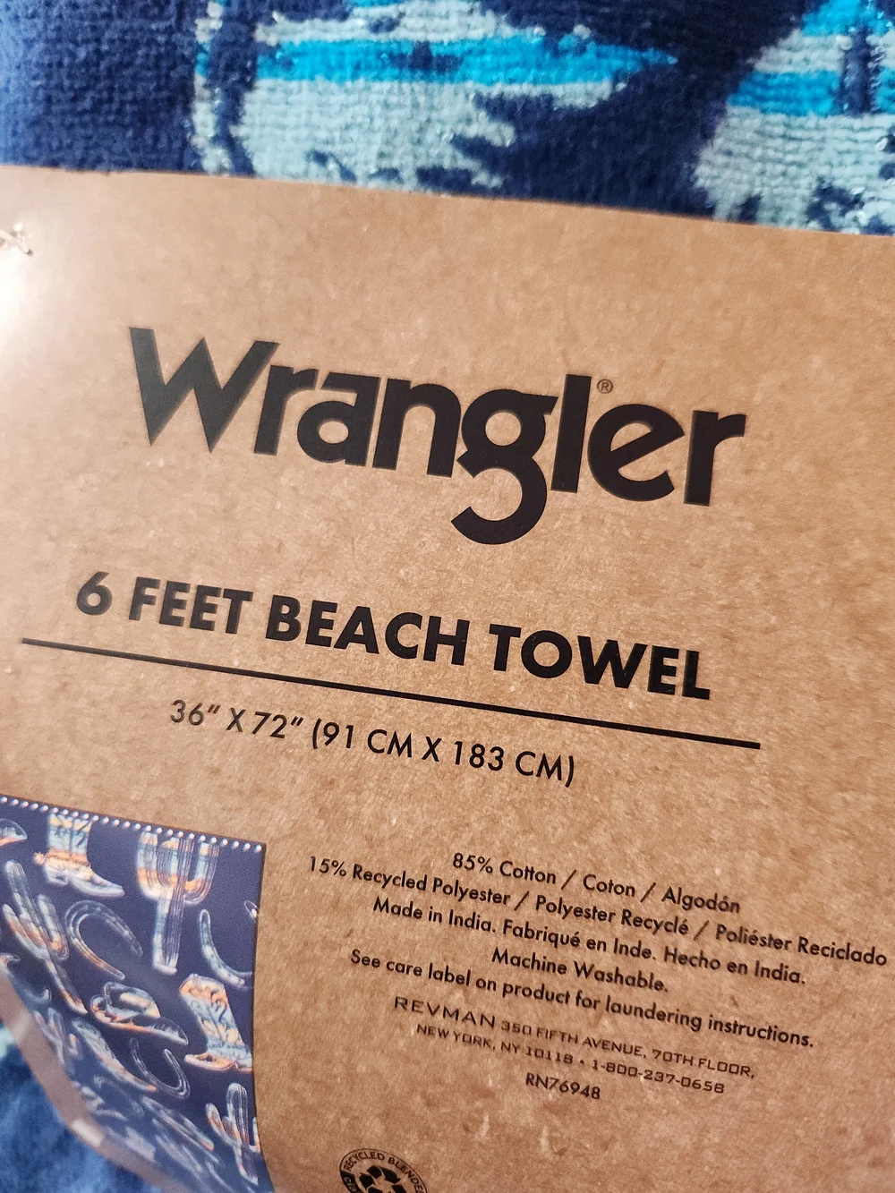 Wrangler Navy Western Beach Towel