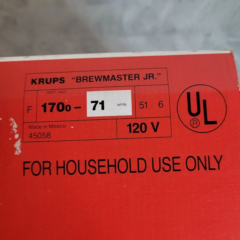 Krups Brewmaster Jr. Coffee Maker 4 Cup Model 170 White w/ Box & Reusable Filter