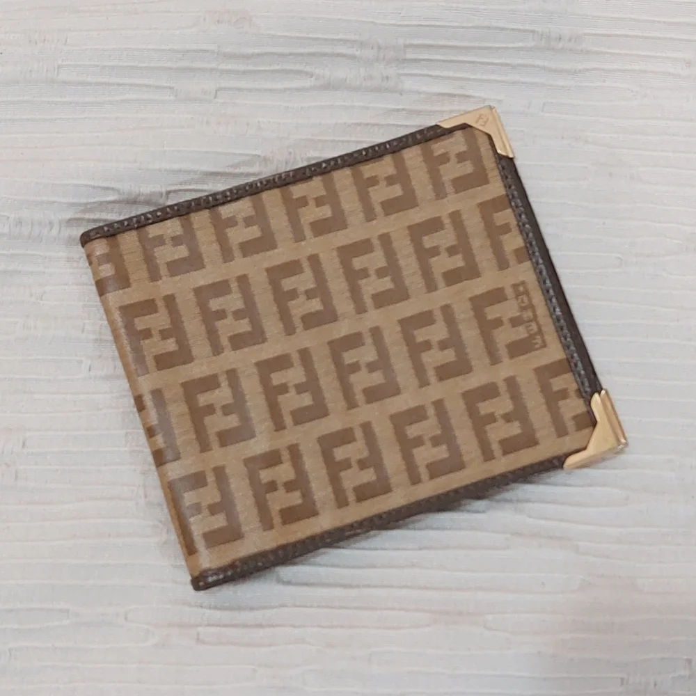 Fendi Brown Monogram Bifold Wallet with Corner Hardware