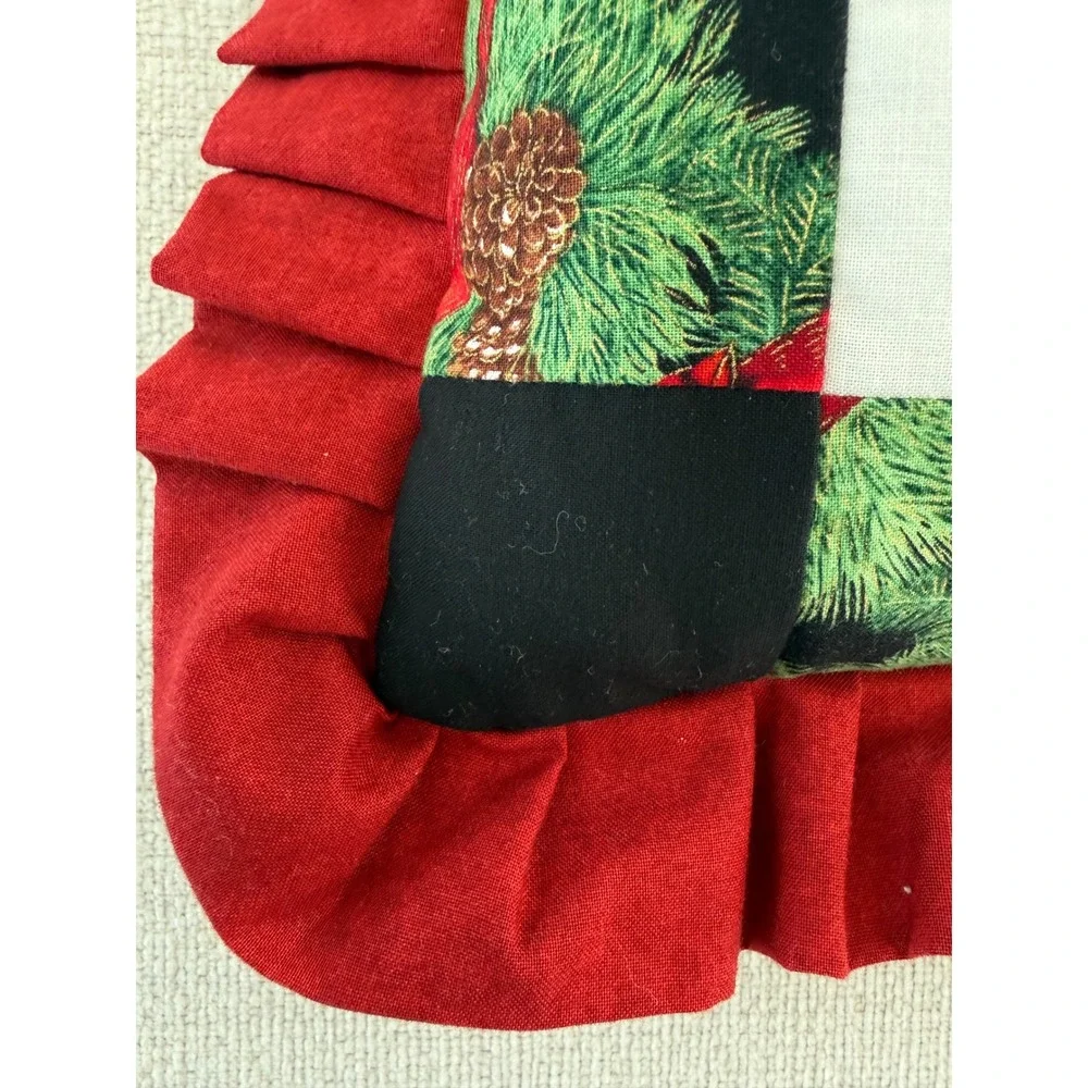 Handmade Quilted 8 Point Star Christmas Square Throw Pillow Cardinal Holiday