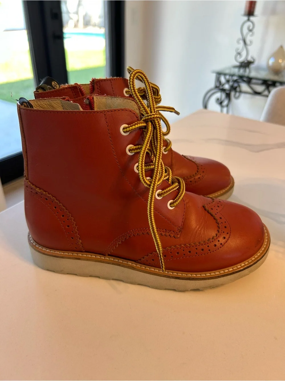 Young Soles “Sidney”Leather Lace-Up Boots. Made in Portugal Sz 33 Kids