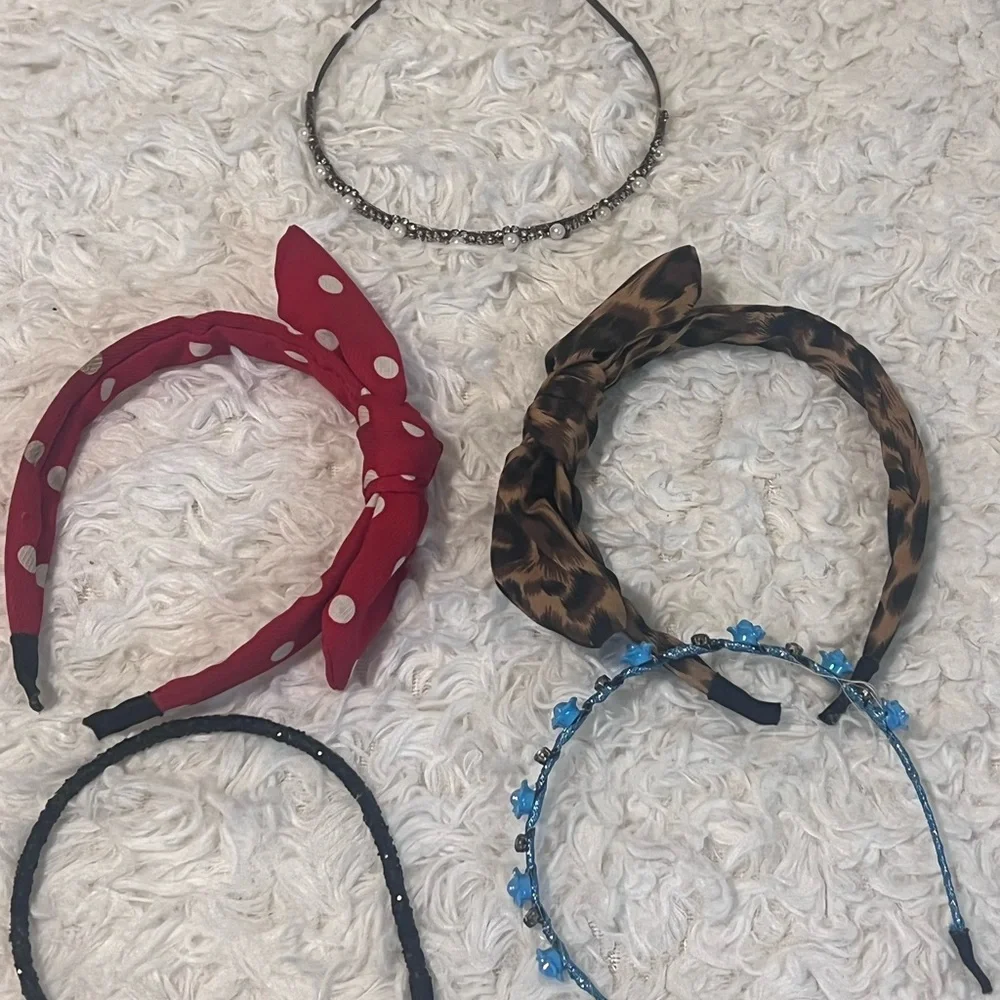 Kids Red Polka Dot & Leopard Print Knot Headbands