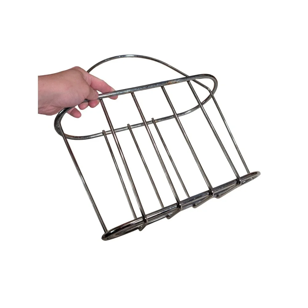 Vintage Chrome Wire Magazine Rack Record Holder Silver Mid Century Modern MCM