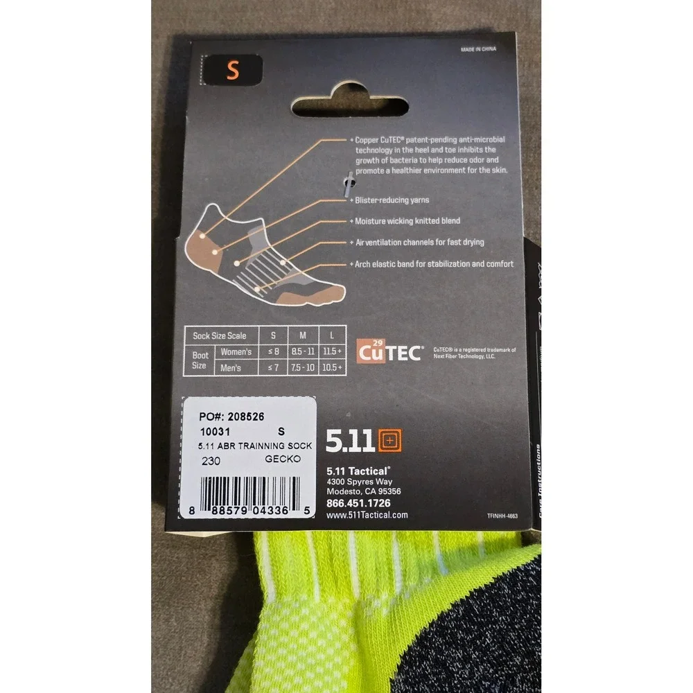 511 Tactical ABR Training Socks Size‎ S CuTec Copper Fabric Ankle 3 Pack