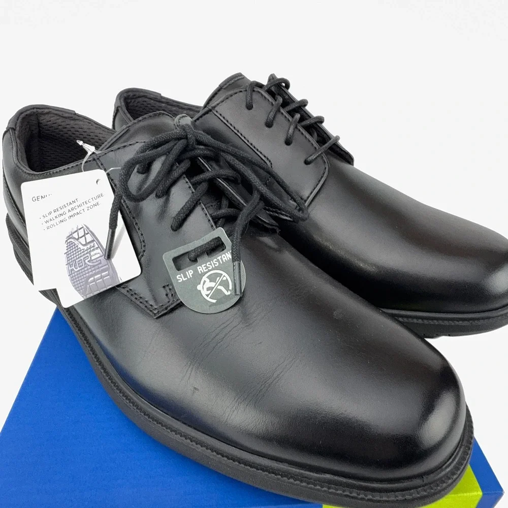 Nunn Bush Marvin St Black Leather KORE Slip Resistant Oxford Shoes Men 10.5M NIB