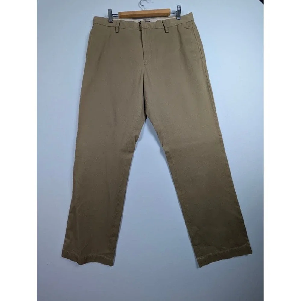 Banana Republic Gavin Chino Pants Men 35x32 (Fits 36x32) Tan Straight Leg Cotton