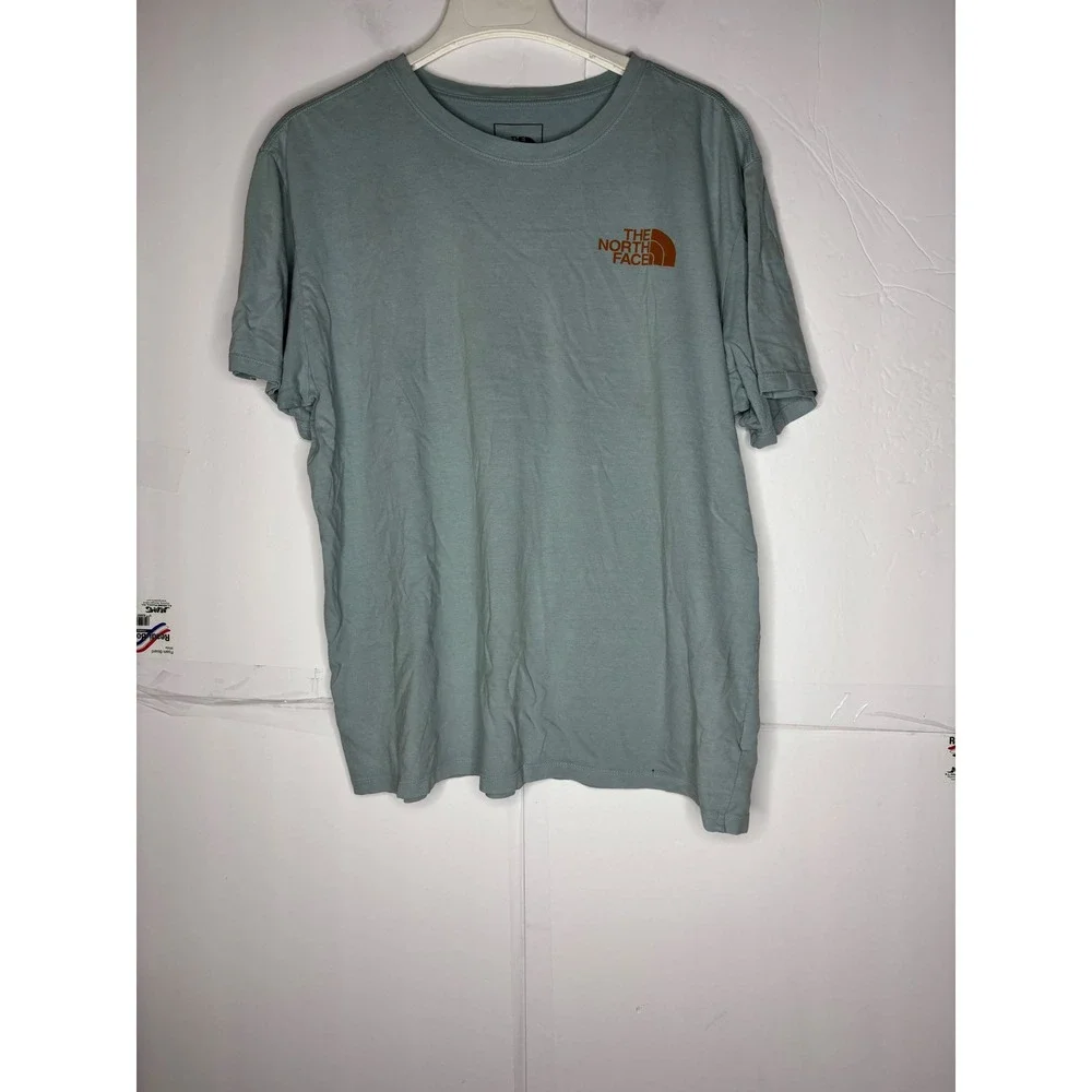 The North Face‎ Mens XL Graphic T-Shirt Sage Green Blue Short Sleeve Logo Tee