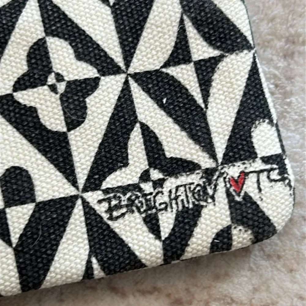 Brighton Black and White canvas LOVE Clutch/cosmetic bag