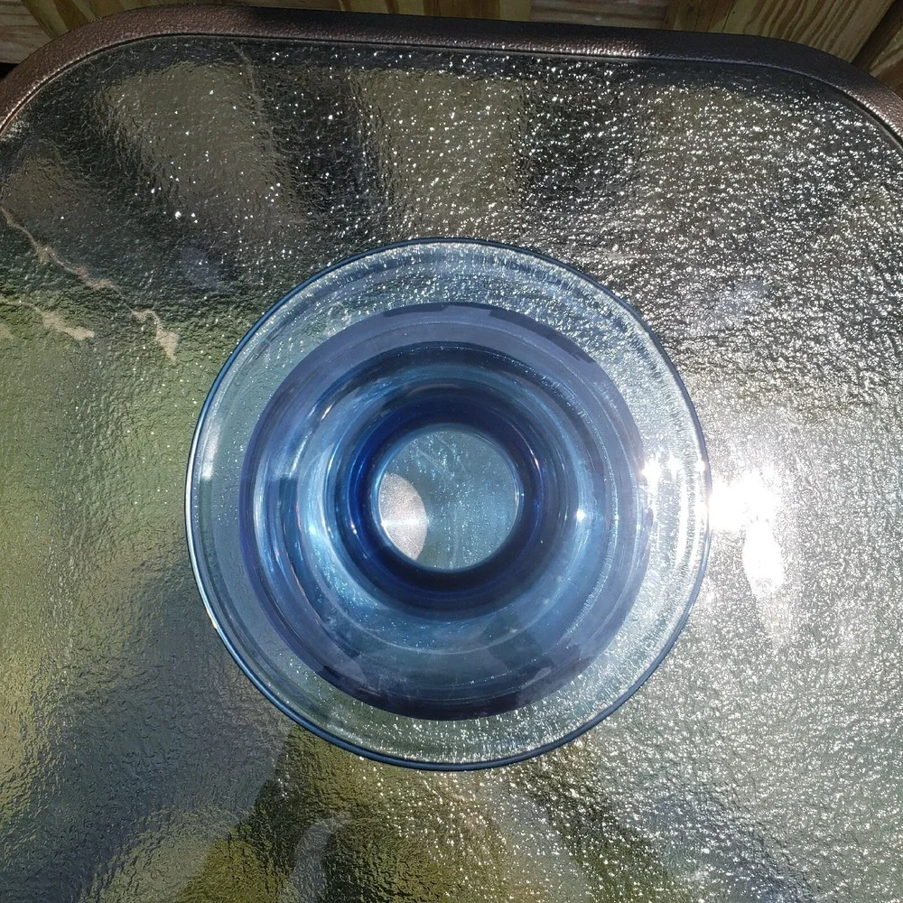 Denizli 18425 Cobalt Blue Hand Blown Glass Wide Rim Vase Turkey Art‎ Glass
