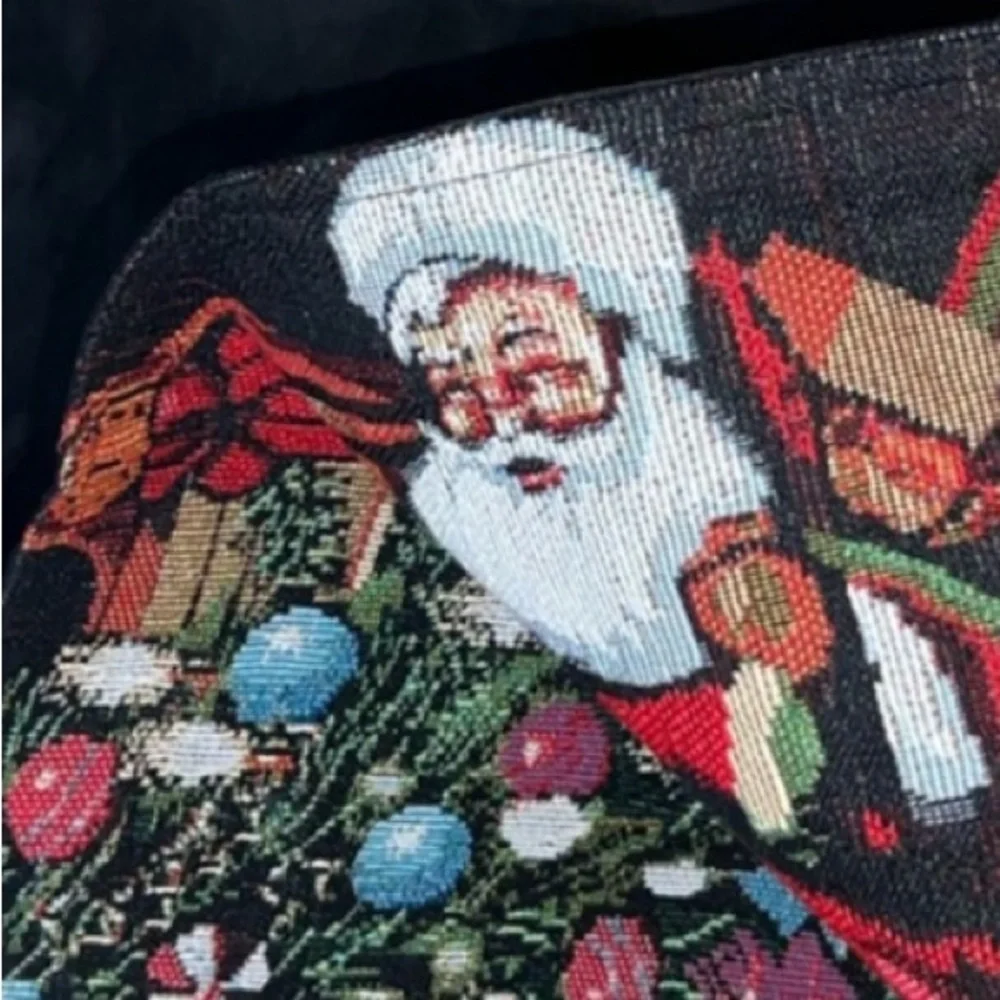 Christmas Santa Table Runner Christmas Tree Needlepoint Style 72”Long