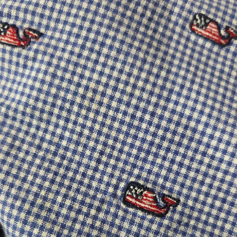 Vineyard Vines Patriotic Blue Checkered Whale Placemats