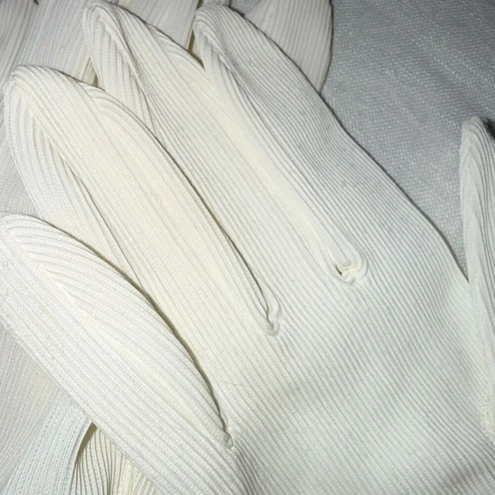 1960s Wear Right West Germany Ribbed Ivory Gloves Mod Daywear‎ Size 7