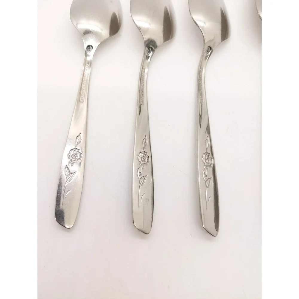 Oneida Rogers Sweet Briar Rose Flatware Spoons 6pc Stainless Floral Design