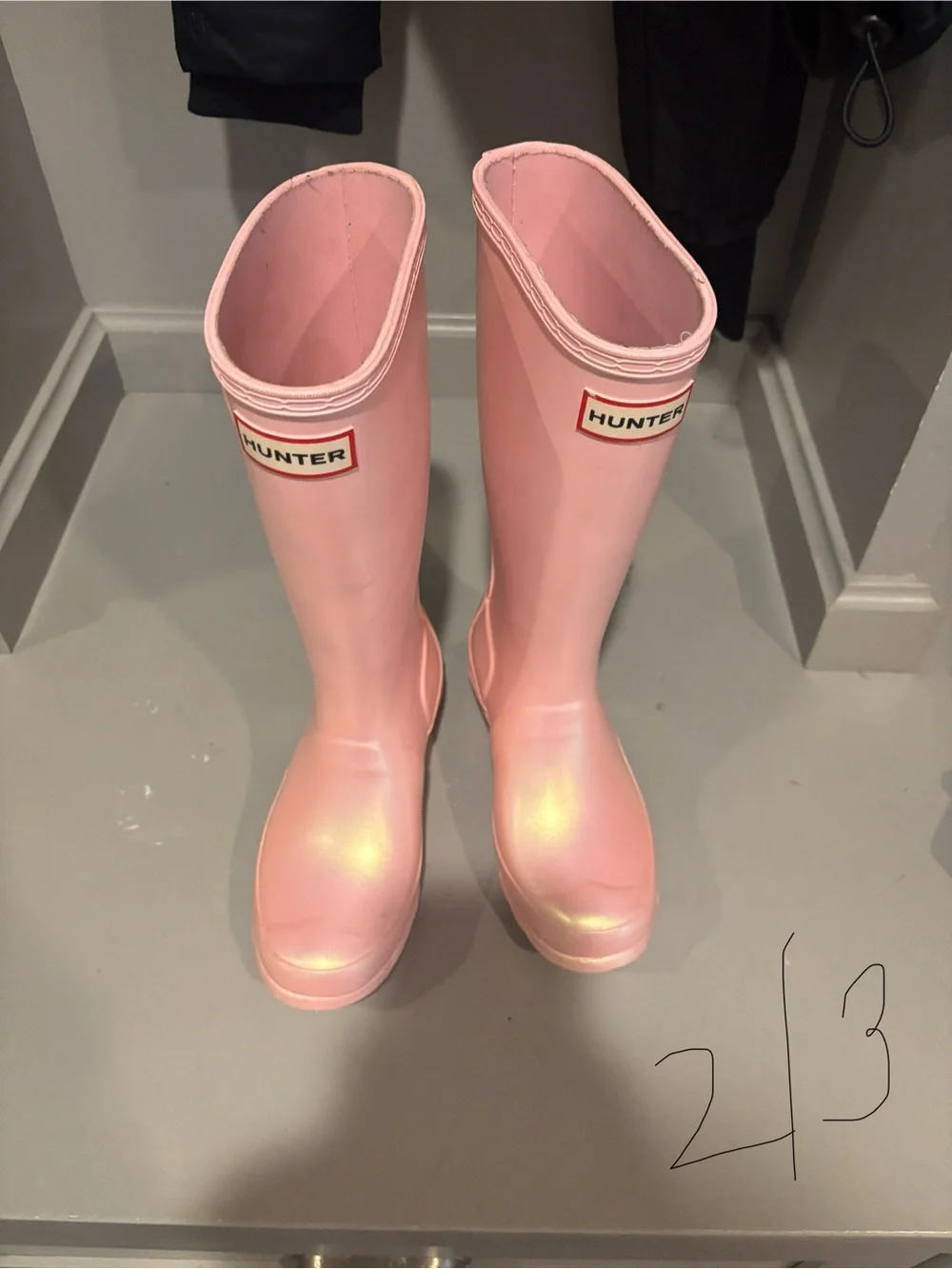 Hunter Pale Pink High Gloss Wellington Boots