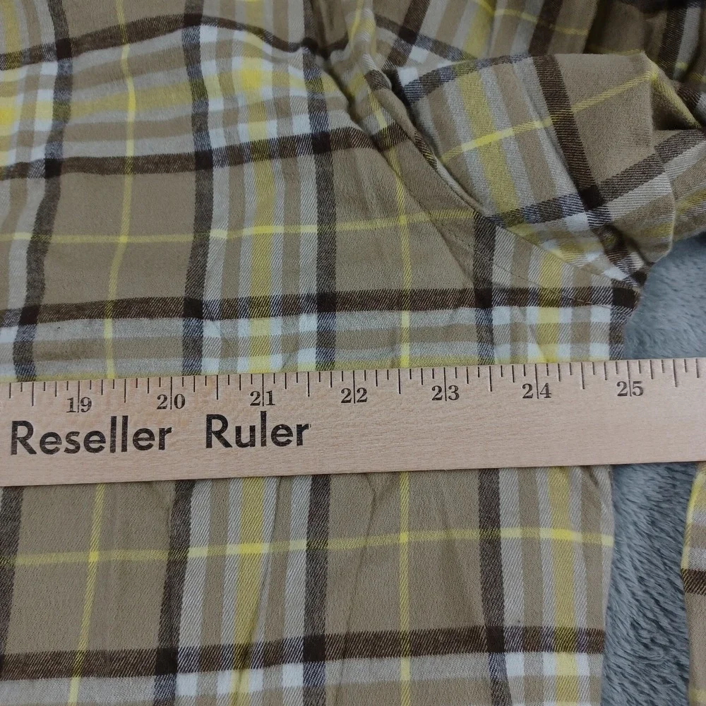 J Crew Shirt Mens XL Brown Plaid FLannel PReppy Button‎ Up Cotton Blend
