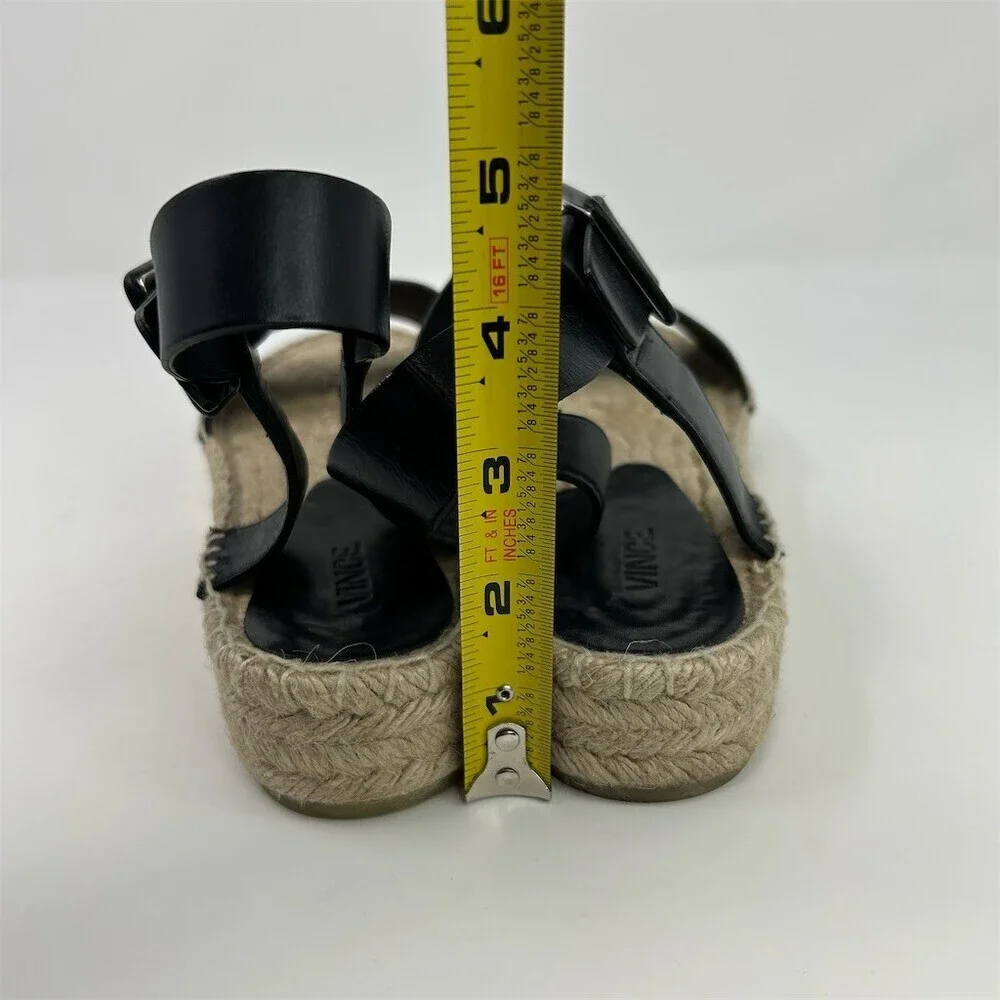 Vince Edie Platform Espadrille Sandals Womens Black Ankle Strap Buckle Size 10