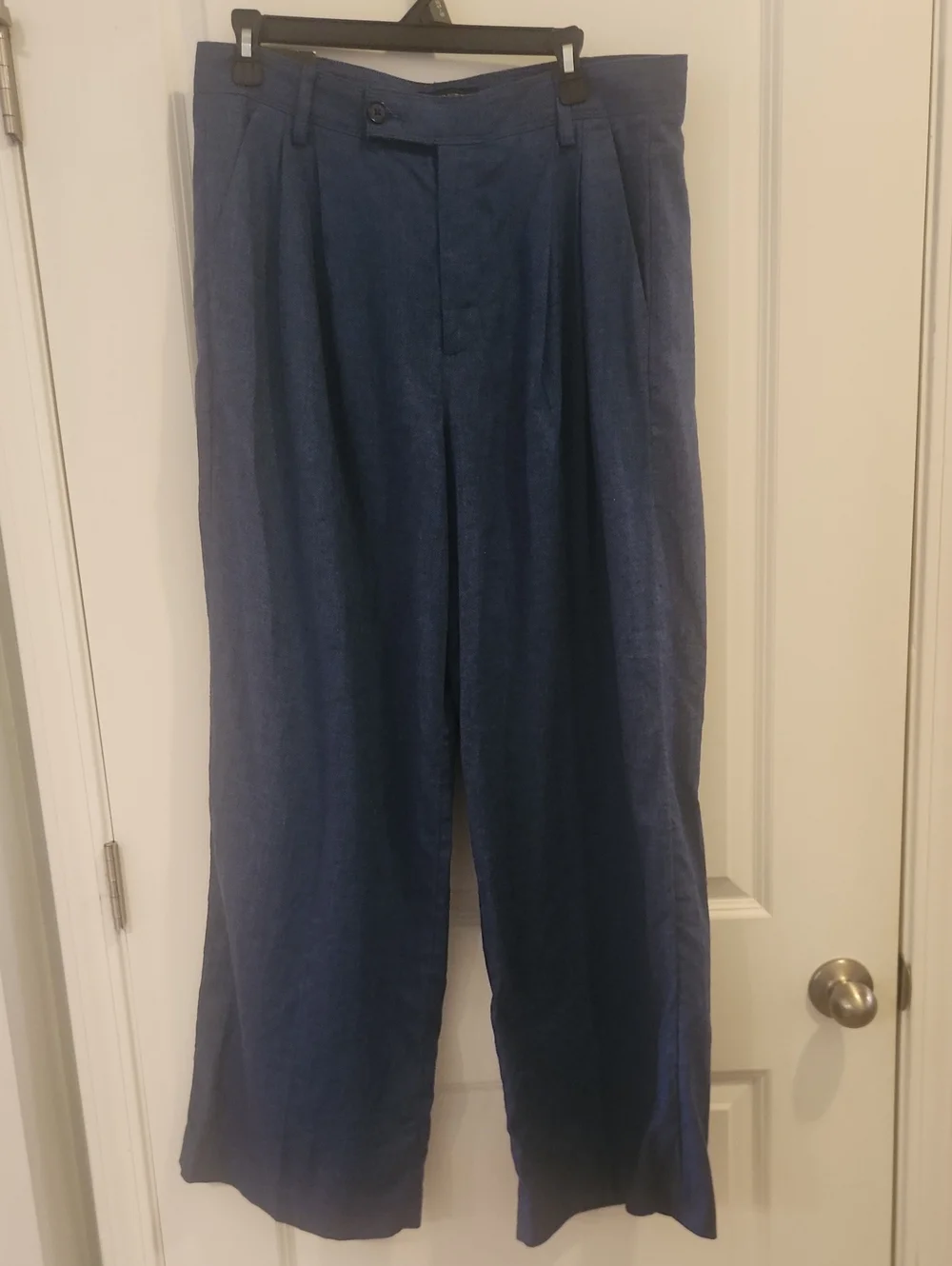 Banana Republic Wide-Leg Linen Blend Pants in Navy