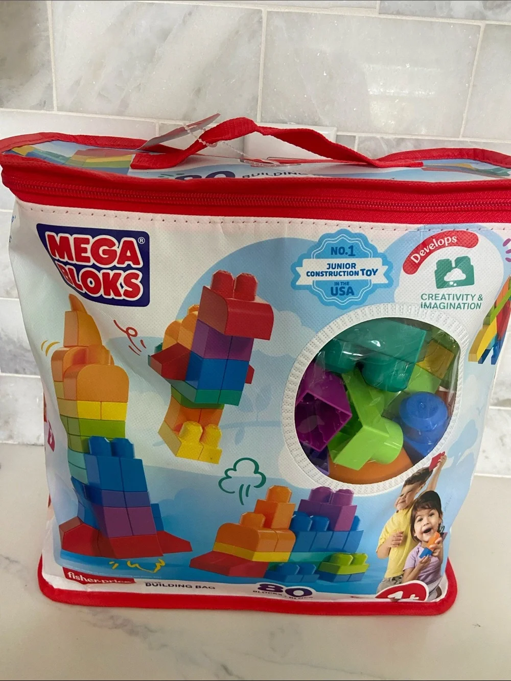 Fisher-Price Mega Bloks Building Bag - Red, Blue, Yellow, Green, Purple, Orange