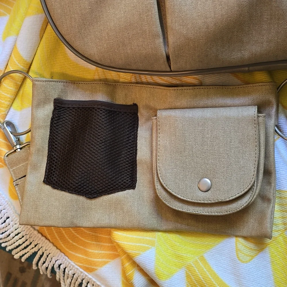 VGUC- Minene Tan Baby Diaper Bag with Adjustable Straps And Accessories
