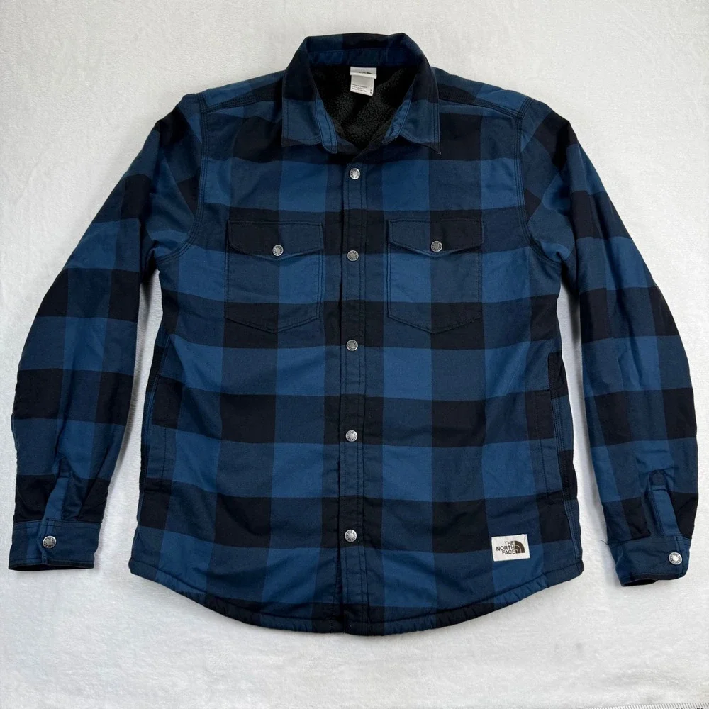 The‎ North Face Campfire shirt Jacket Shacket Buffalo Plaid Sherpa Flannel M