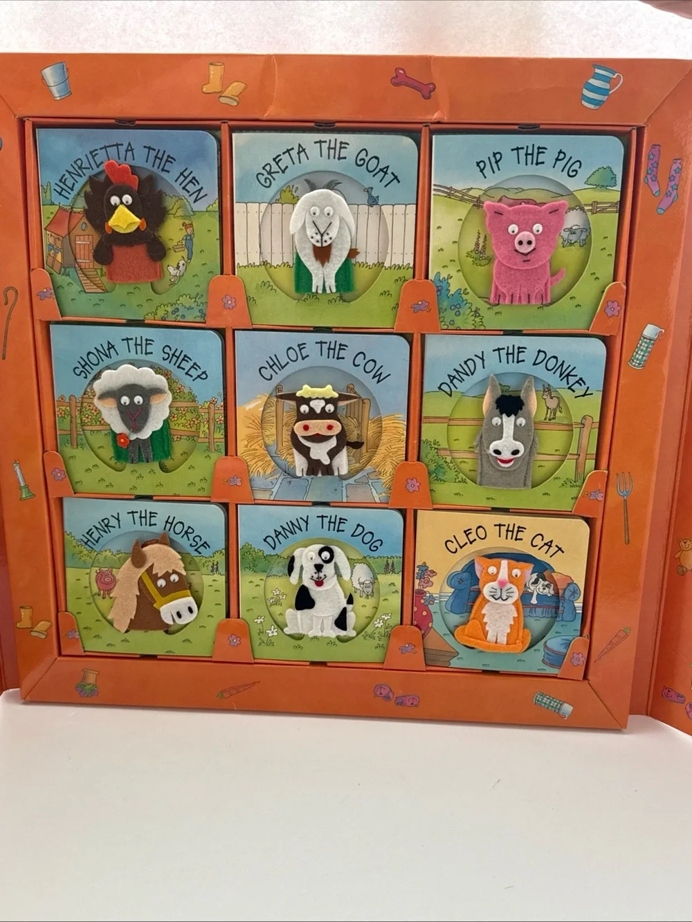 Large Puppet Farm Kids Book Set - 9 book/finger puppets Preschool Homeschool