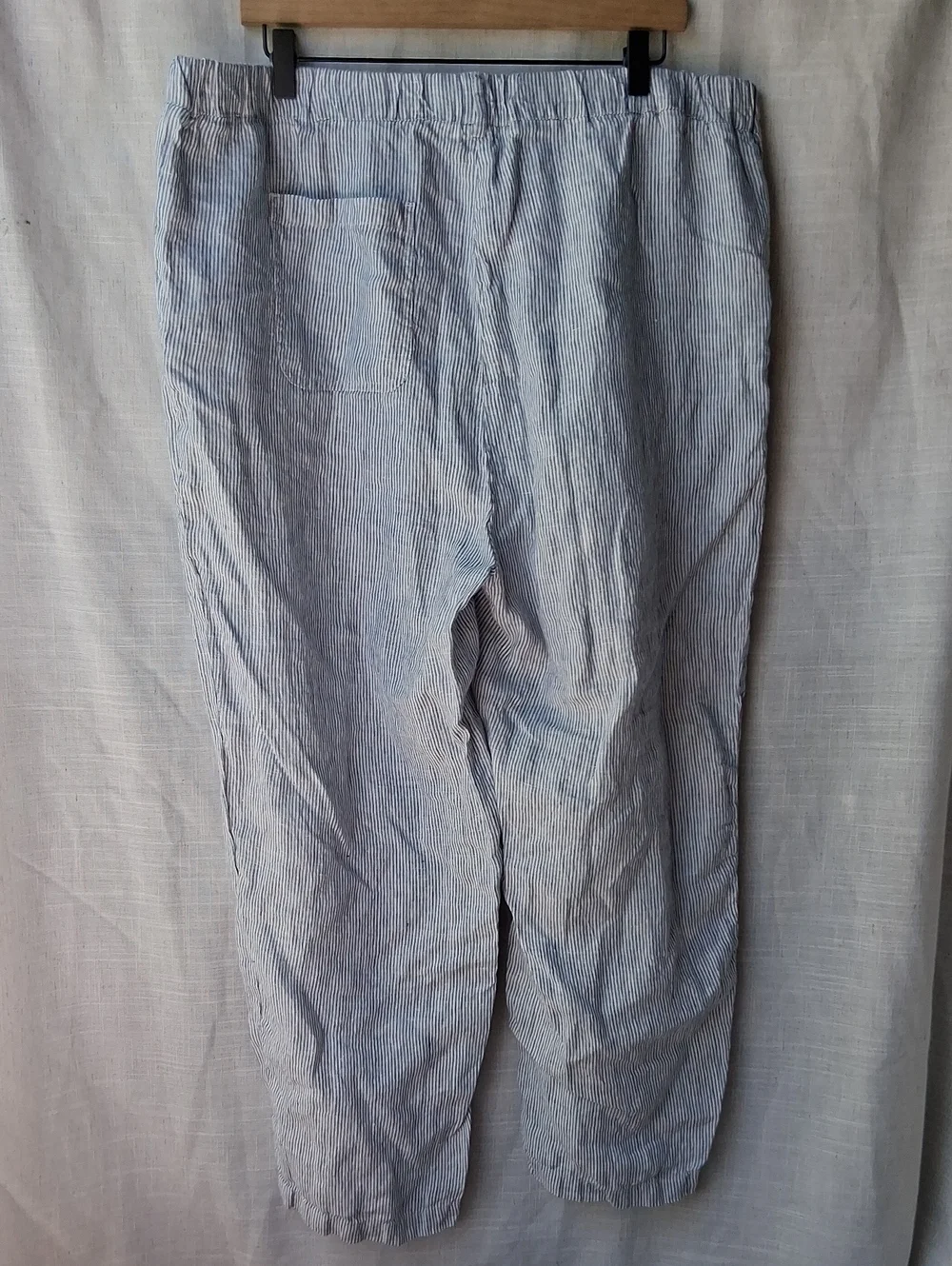 Quince 100% European Linen Pants Blue Pinstripe XL