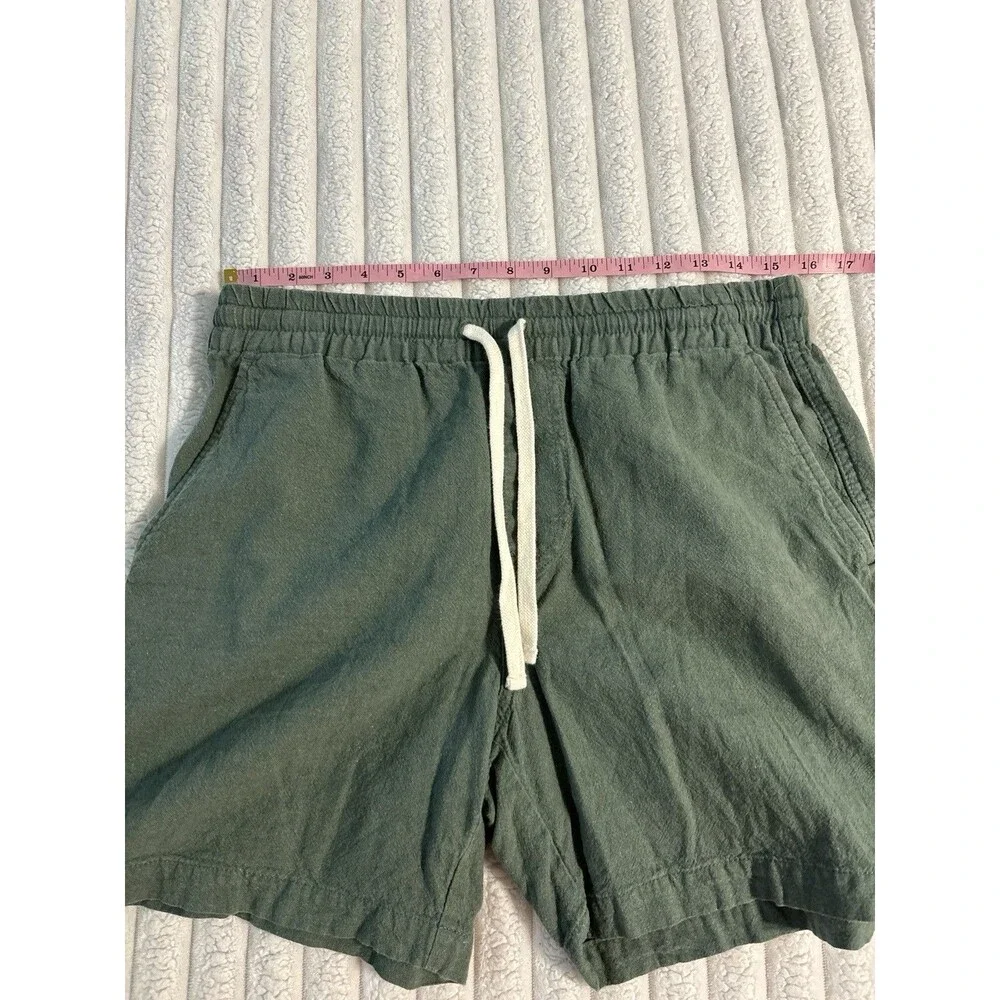 J.Crew Linen Cotton 6” Inseam Drawstring Shorts Mens Medium Green Beach Vacation