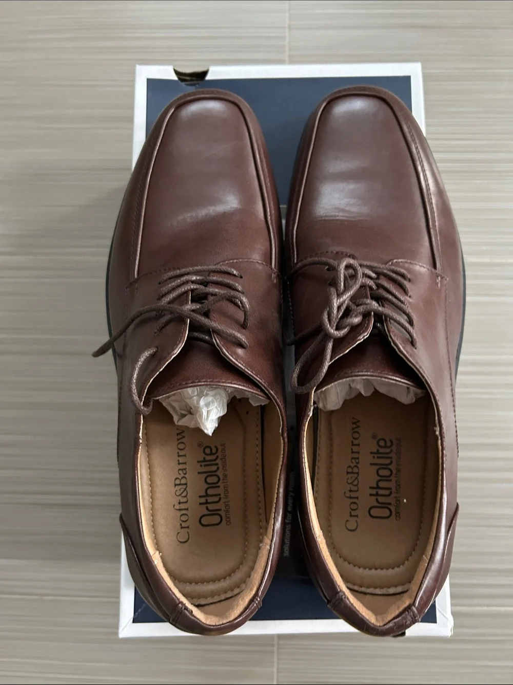 croft & barrow Men's Brown Leather Lace-Up Derby Shoes