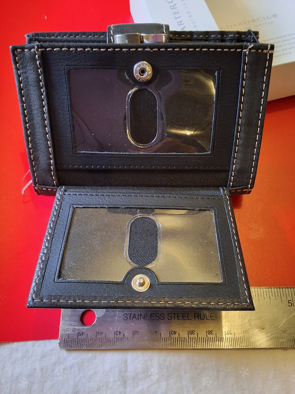 Charter Club Black Leather  Wallet New
