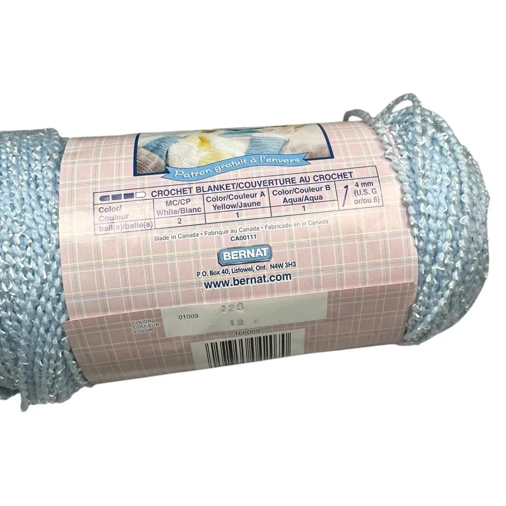 Bernat Baby Coordinates Yarn Soft Blue Blanket Yarn Full Skien 5.6oz 160g 01009