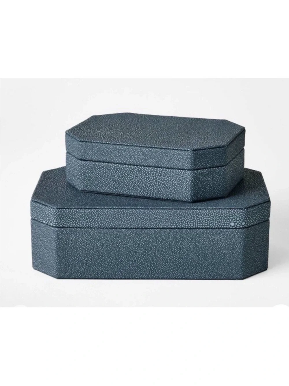 Faux Shagreen Storage Decor Box Set Blue - Threshold Studio McGee SMALL
