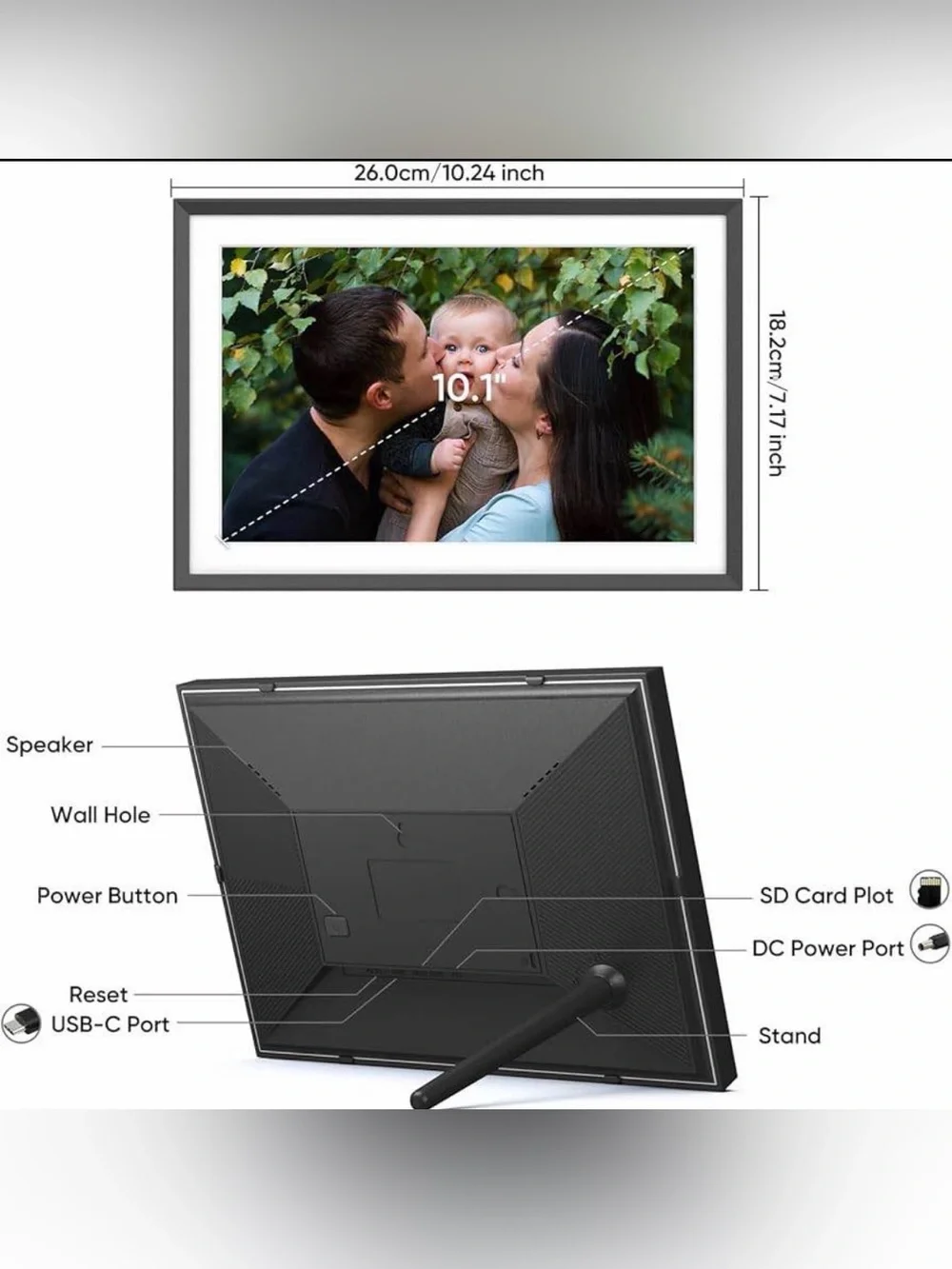 Pierre Cardin Digital Photo Frame in Black and White