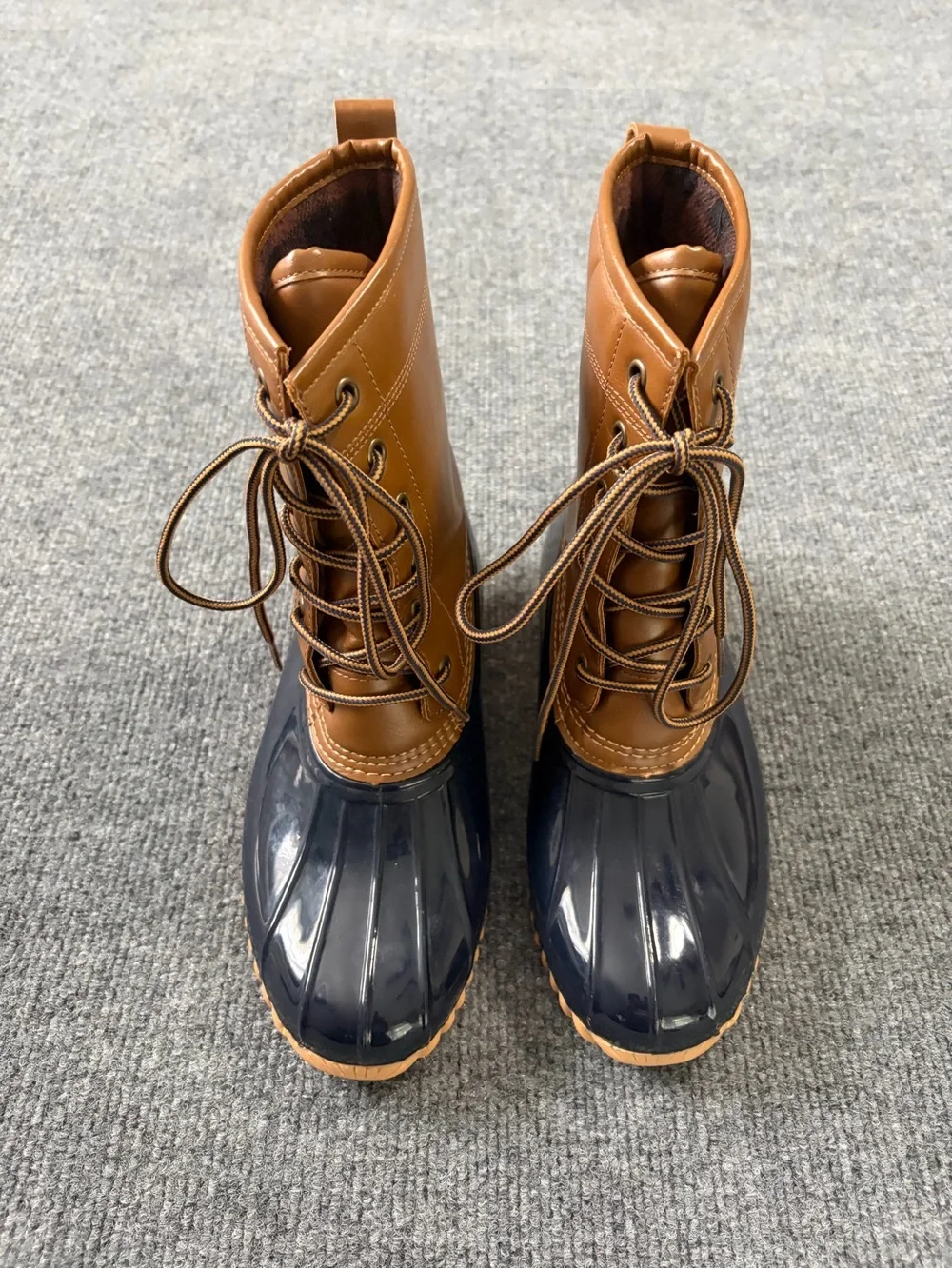 Sporto Original Duck Boots Women’s Brown Navy Lace Up Waterproof Size 7M