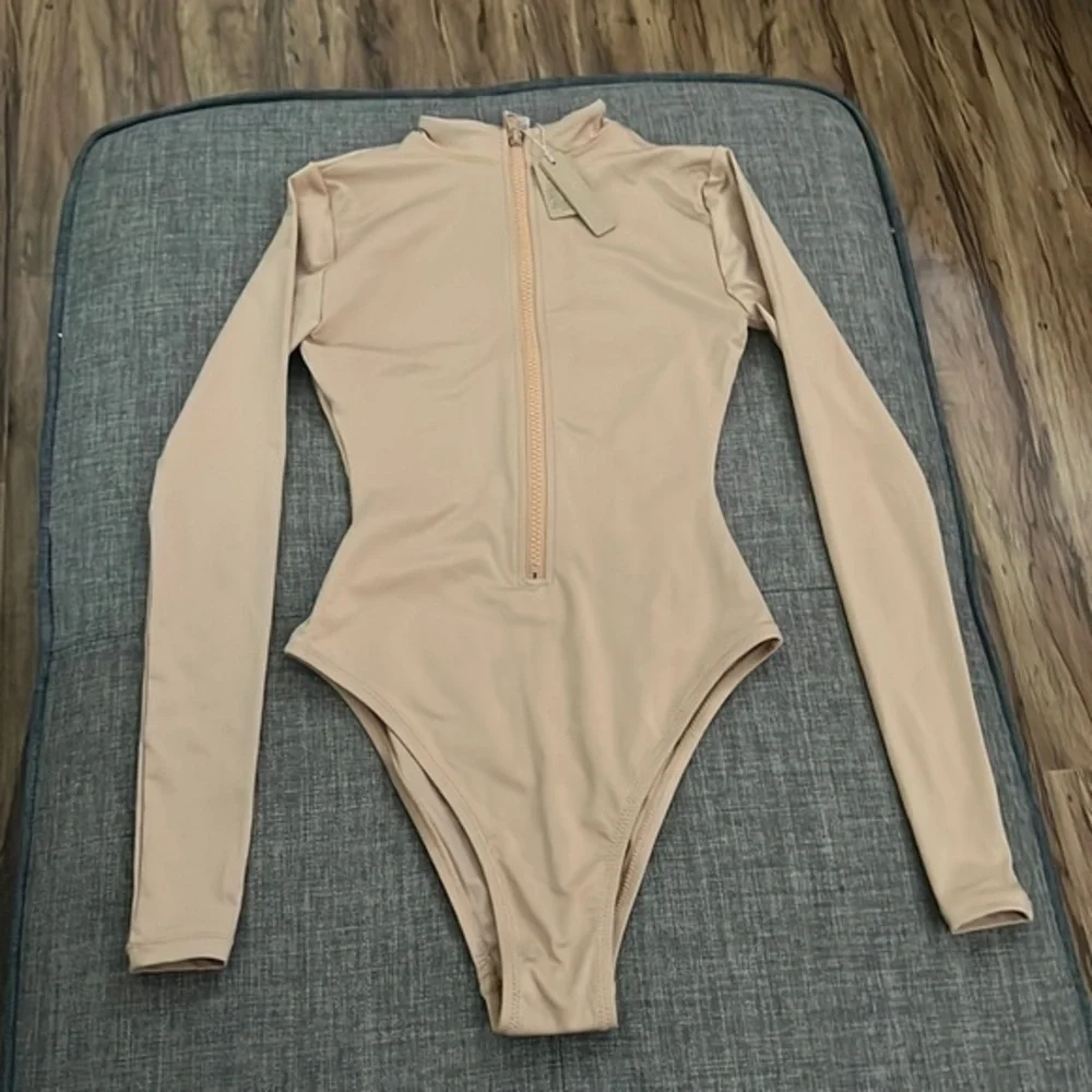 Skims Swim Zip Front Sleeve One Piece