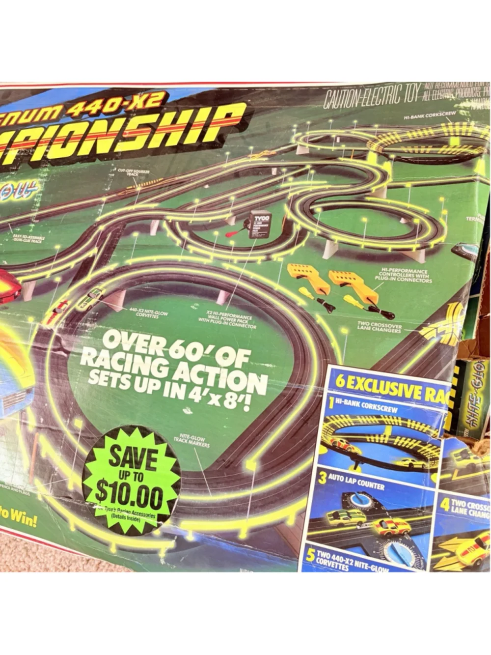 TYCO Magnum 440-X2 CHAMPIONSHIP Nite-Glow HO Slot Car Set Untested Boxed