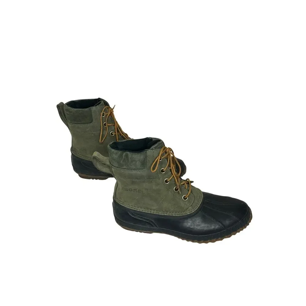 Sorel Cheyanne II Boots Mens 10.5 Surplus Green Waterproof Leather Rubber Shell