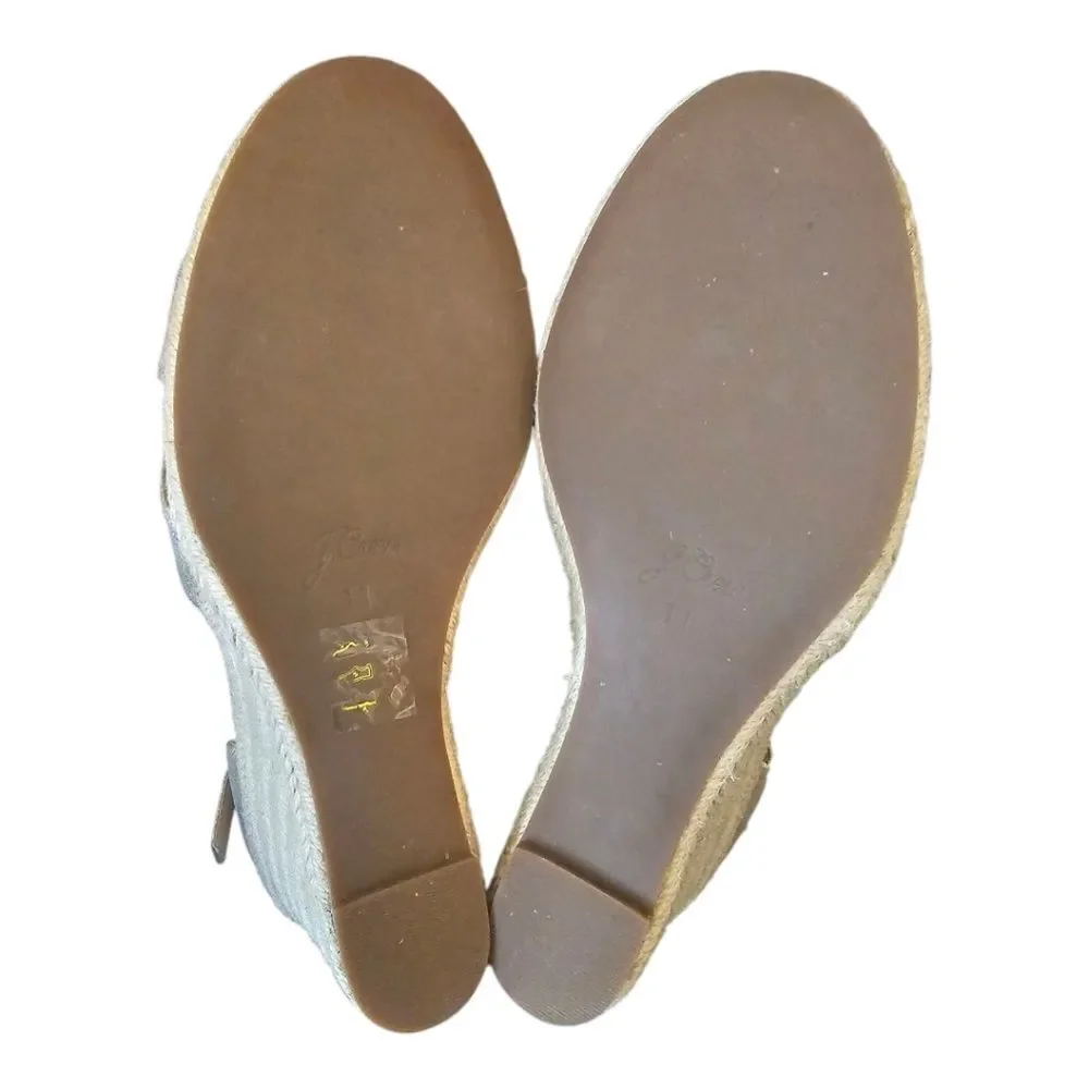 J. CREW Jute Metallic Leather‎ Wedge Sandals - Size 11