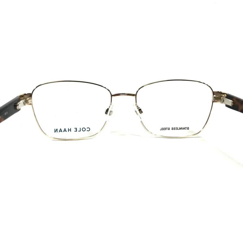Cole Haan Eyeglasses Frames CH5008 717 GOLD Tortoise Square Wire Rim 52-17-135