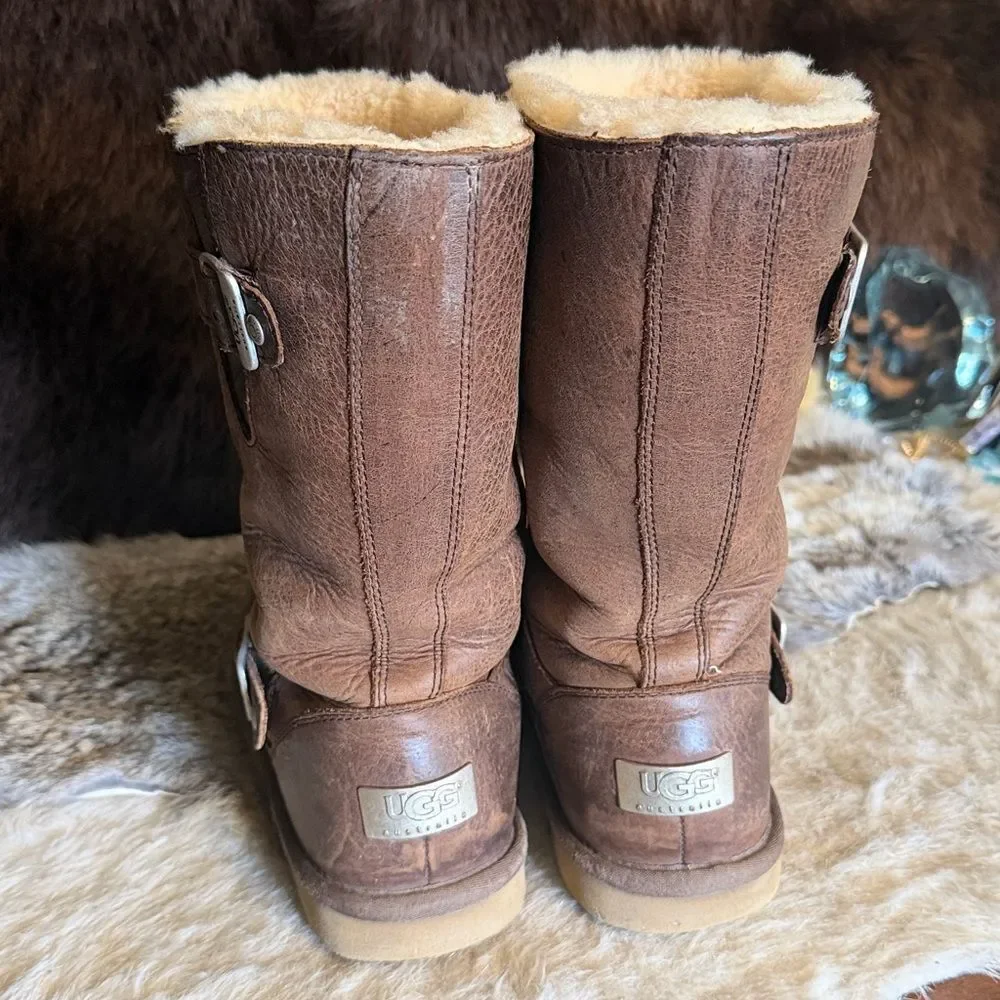 UGG Brown Shearling-Lined Mid-Calf Boots 8 (3045A)