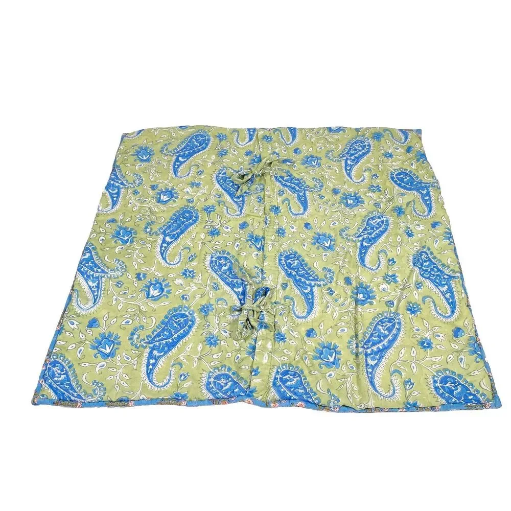 Pottery Barn Outlet Pillow Shams Euro Blue Green Floral Paisley Quilted Covers
