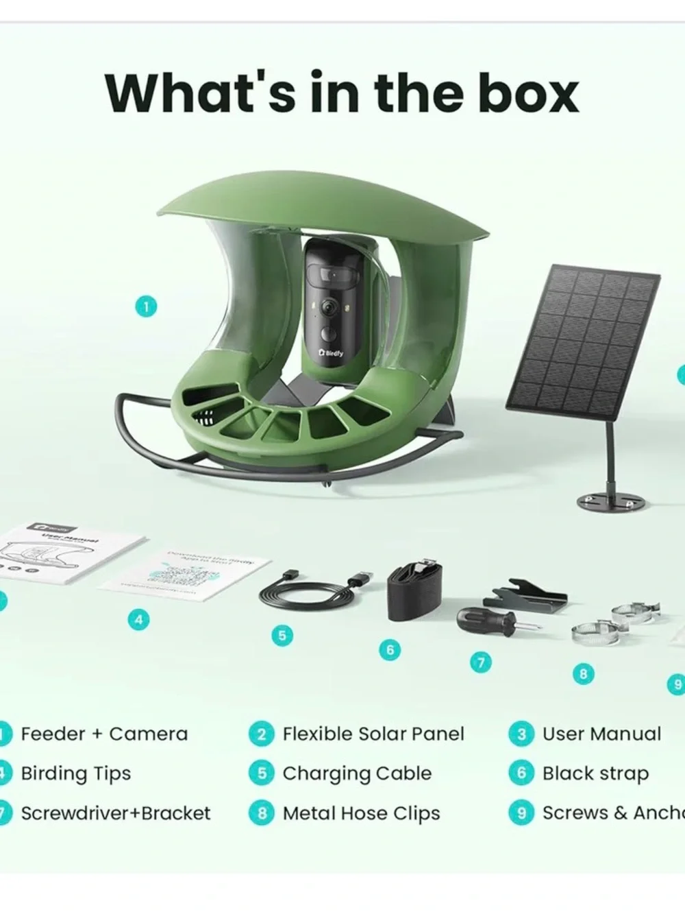 Birdfy Smart 2K Bird Feeder Camera in Olive Green