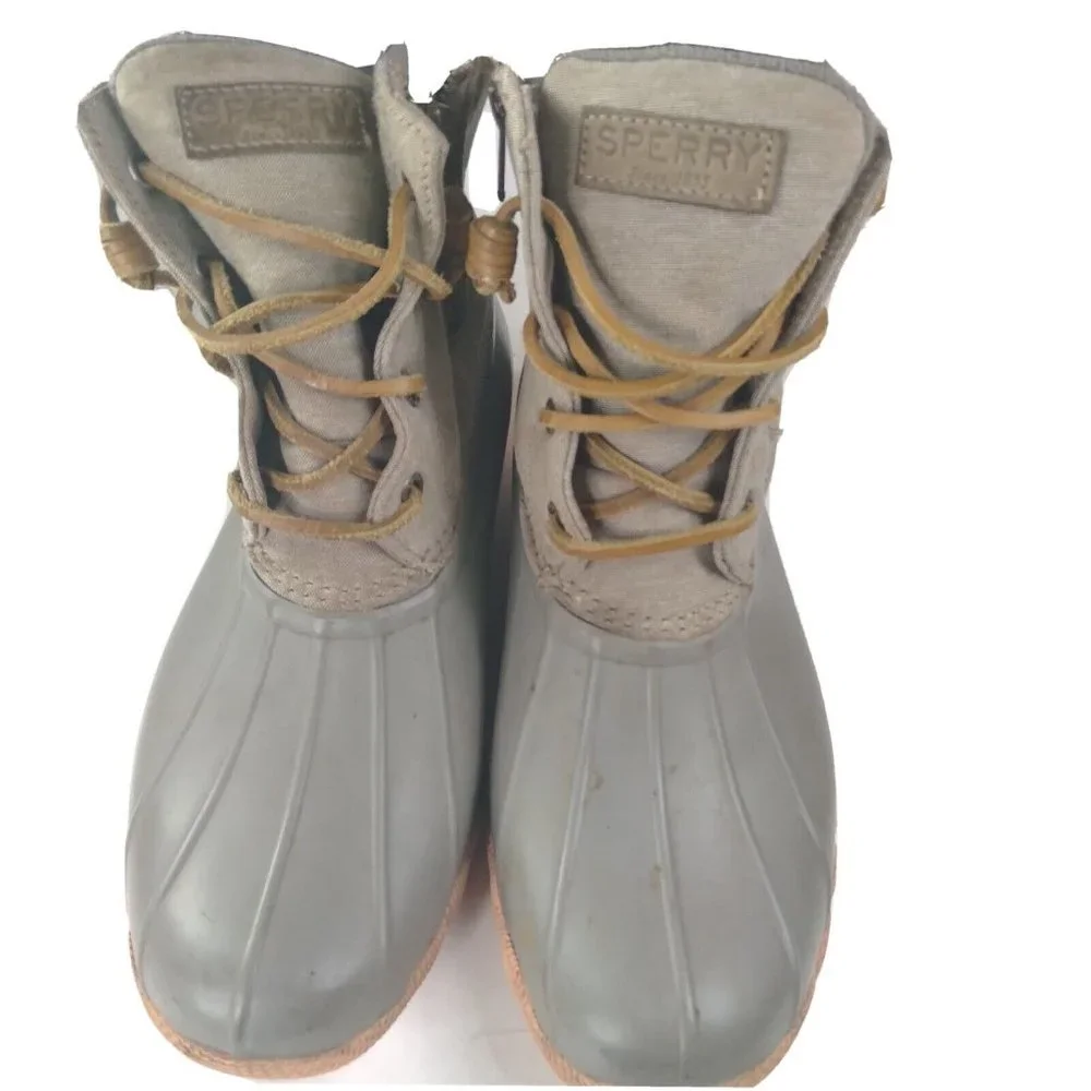 Sperry Saltwater Womens 8.5 M Waterproof Snow Duck‎ Rubber Boots Gray STS…