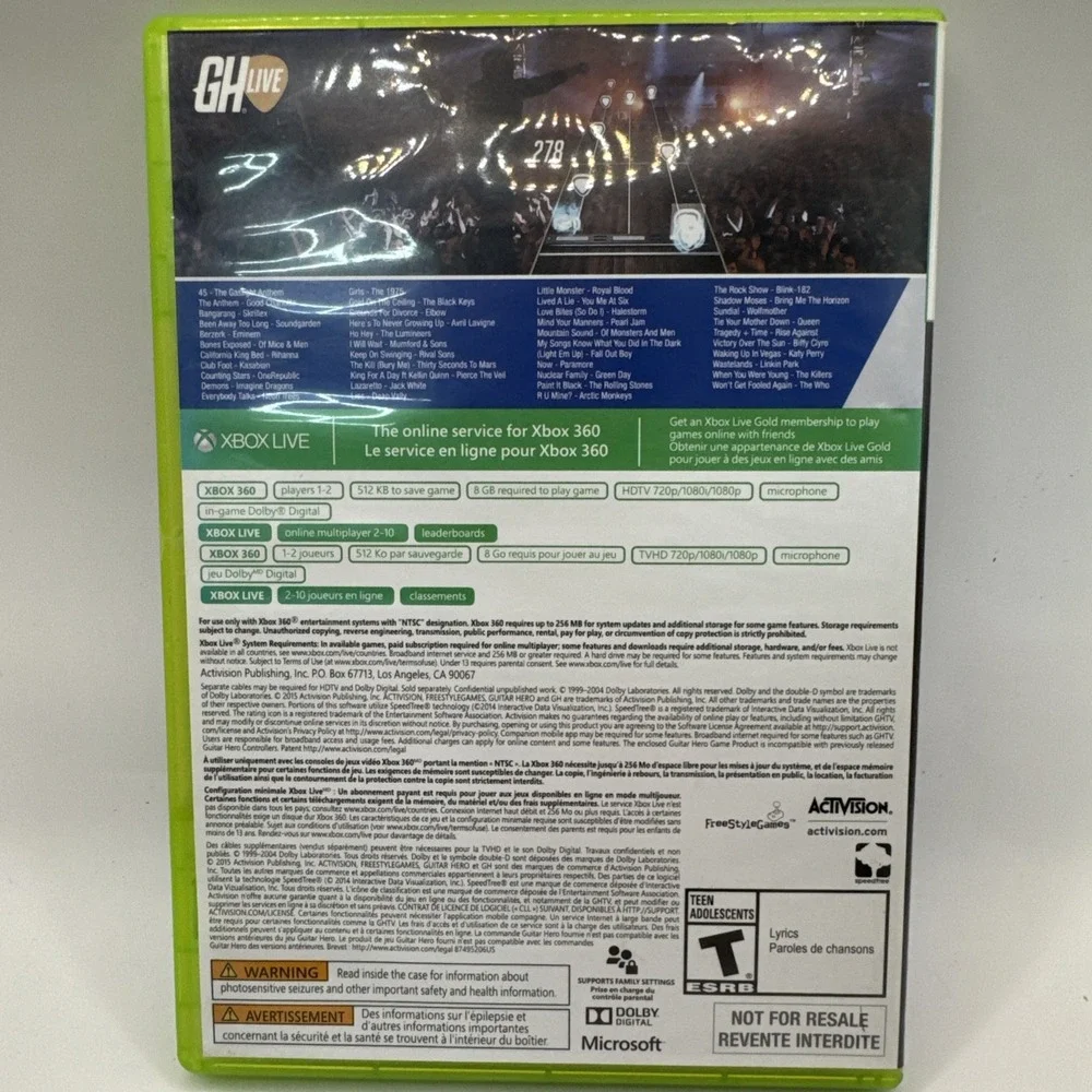 XBOX 360 Guitar Hero Live