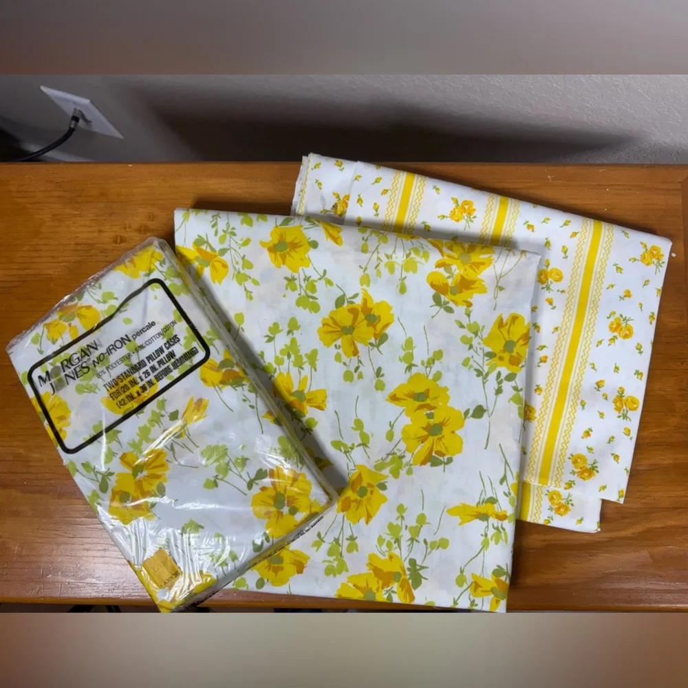 Vintage Yellow‎ and White Pillow Cases