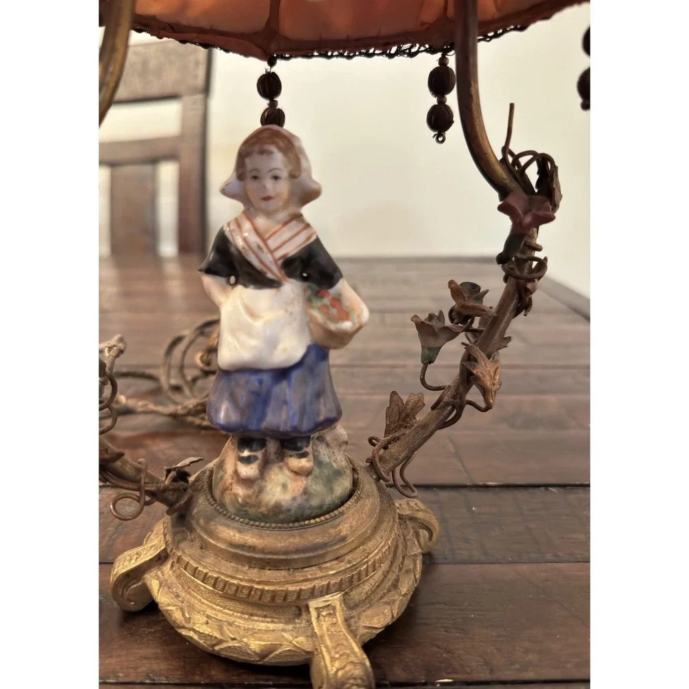 Vintage Made In France Porcelain Girl Playing Figurine Table Bassano Lamp 20