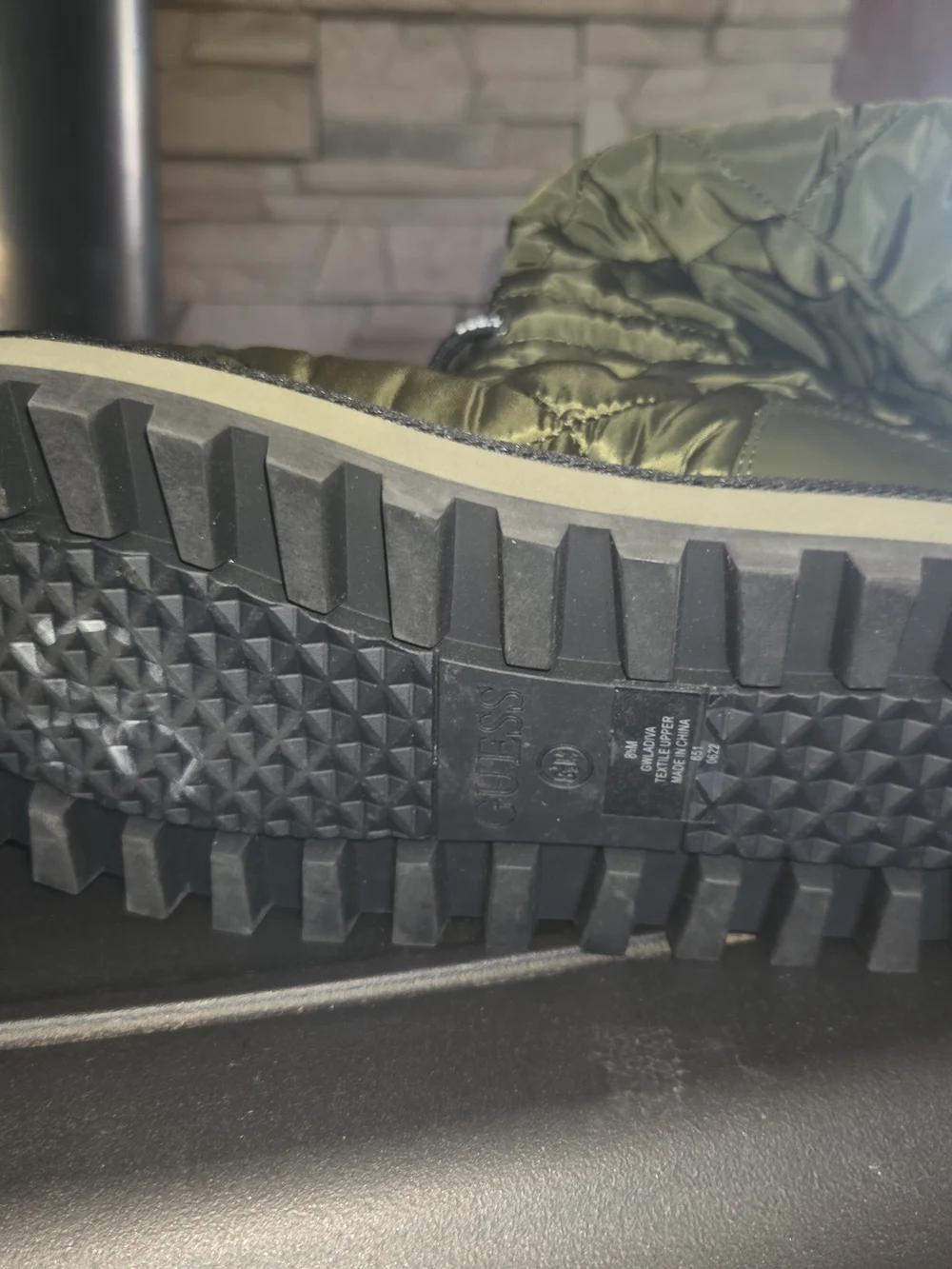GUESS Quilted Olive Green Winter Boots